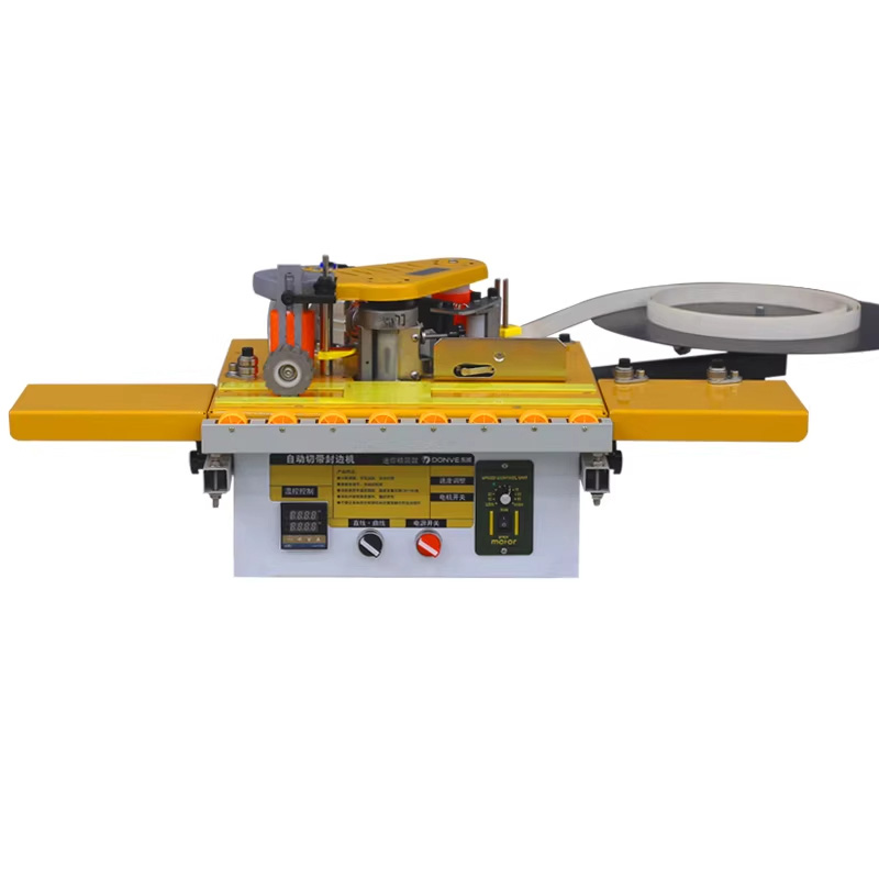 Woodworking Glue Applicator - 曲線エッジバンディングマシン 220V 木工エッジバンディングマシン 工業用両面接着剤塗布機 無段階速度調整