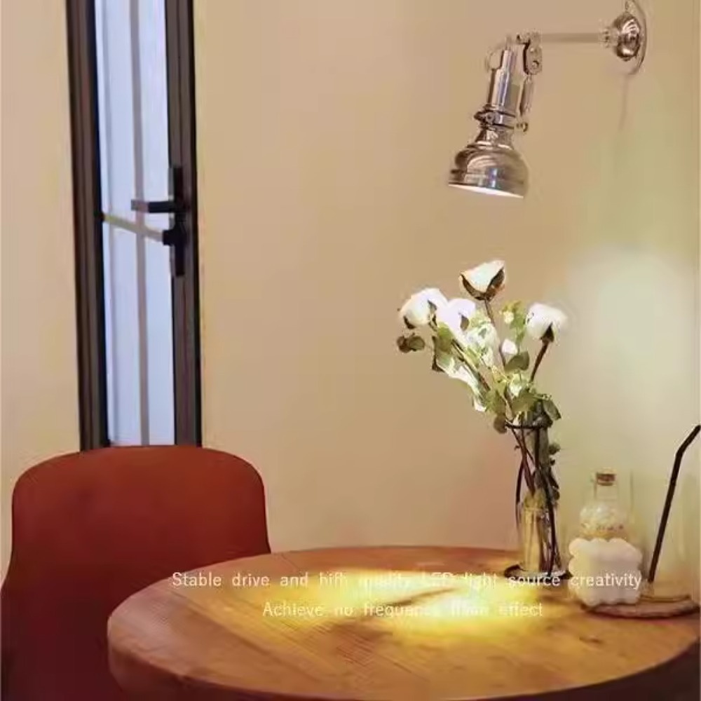 Woodworking Lofts - ヴィンテージロフトアメリカンインダストリアル風ベッドサイドロングポールロッカーアームウォールランプ中世風バーカフェバウハウスミラーヘッドランプ