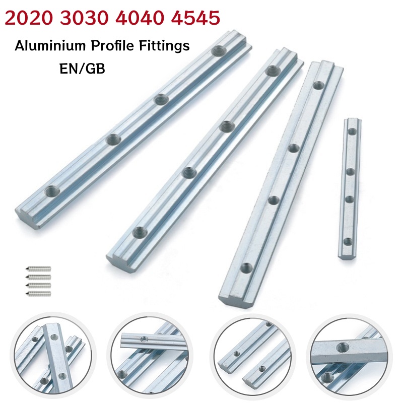 Woodworking Joint - VスロットTスロットジョイナー2020 3030 4040 4545ストレートジョイントインサイドコネクターアルミプロファイルフィッティングストリップ（ネジ付き）