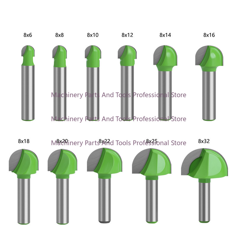 Router Bits For Woodworking - ラウンドボトムオーバーノーズルータービットセット 超硬ボールエンドミル 8mm 木工用 Rコーナー ハーフラウンド