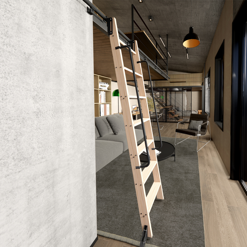 Woodworking Lofts - ローリングライブラリラダーハードウェア 16.5FT(500cm) フックオンスライドロフト家庭用アルミニウム合金トラックハードウェアキット (はしごなし)