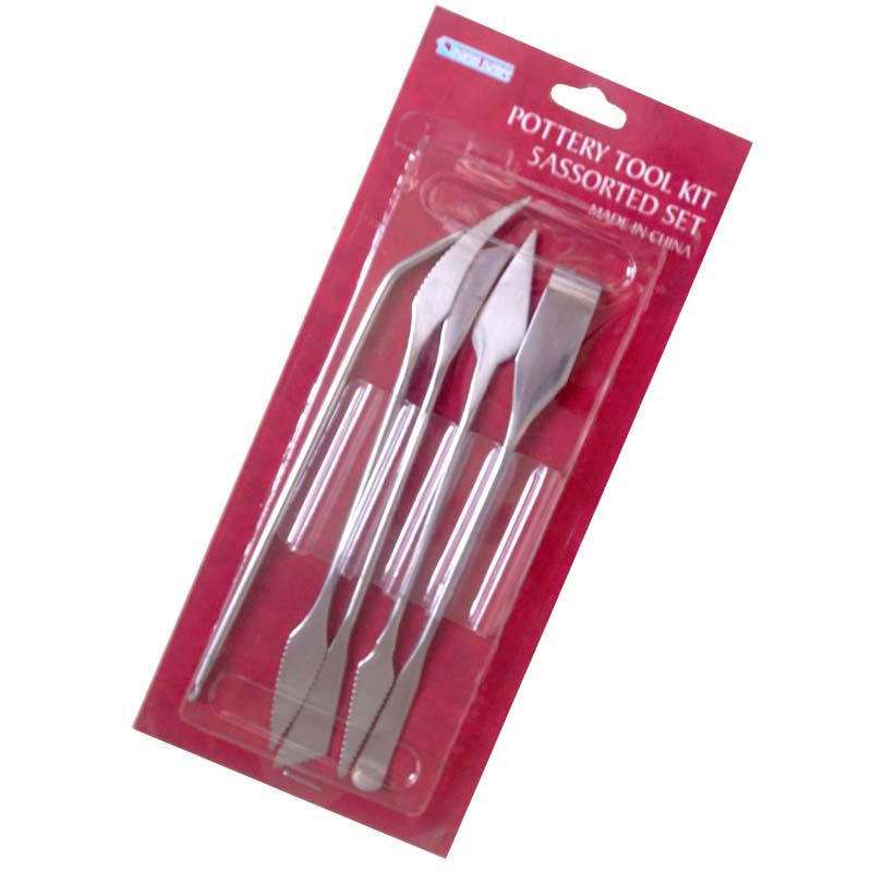 Card Scraper Steel - ステンレス鋼ナイフ5点セット、レッドカード粘土モデリングツール、粘土製品、補助ギアナイフタイプ