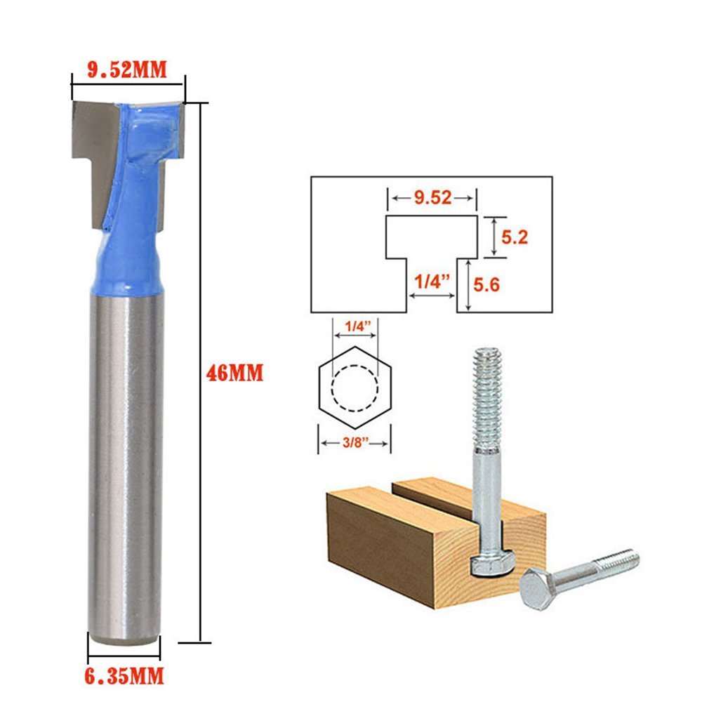 Router Bits For Woodworking - A11I 1/4インチシャンクTスロットカッタールータービットスチールハンドル3/8インチ＆1/2インチ長さ木工カッター電動工具用