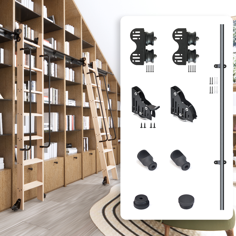 Woodworking Lofts - ローリングライブラリラダーハードウェア 3.3フィート (100cm) スライドロフト 家庭用はしご トラックハードウェアキット