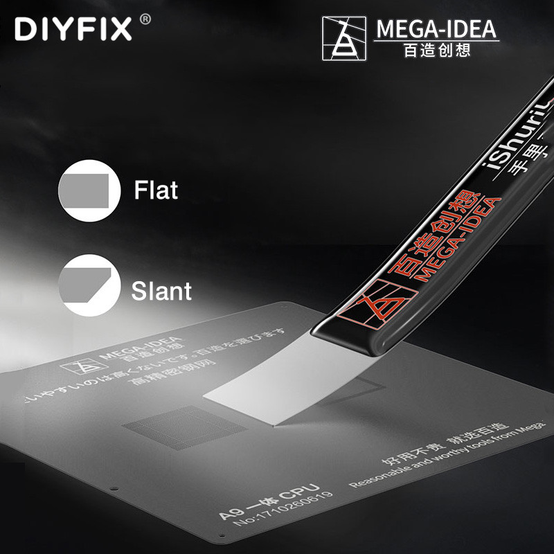 Card Scraper Steel - フラット斜めプレスナイフMEGA-IDEA t0.2mm,ステンレス鋼,ガスクレーパー,クリーニングツール