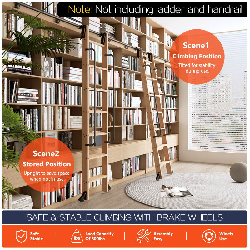ローリングライブラリラダーハードウェア 13FT(400cm - Woodworking Lofts のレビューと価格