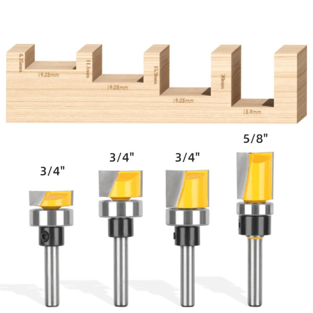1/4インチシャンク、ベアリング付き超硬チップテンプレートパ - Router Bits For Woodworking のレビューと価格