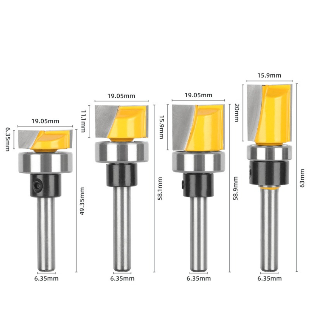1/4インチシャンク、ベアリング付き超硬チップテンプレートパ - Router Bits For Woodworking のレビューと価格