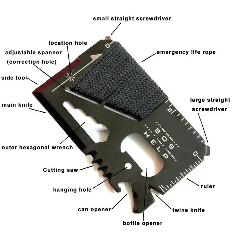 14 in 1多機能ステンレス鋼キャンプ救命ツールカード ア - Card Scraper Steel のレビューと価格
