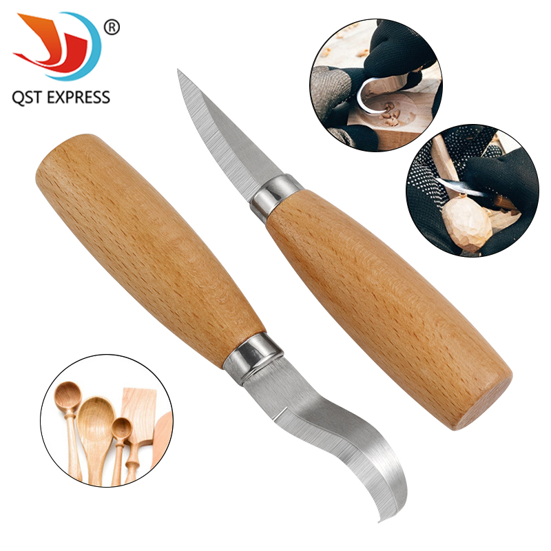ステンレス鋼彫刻ナイフ ブナ材ハンドル 曲線ストレートナイフ - Woodworking Knife のレビューと価格