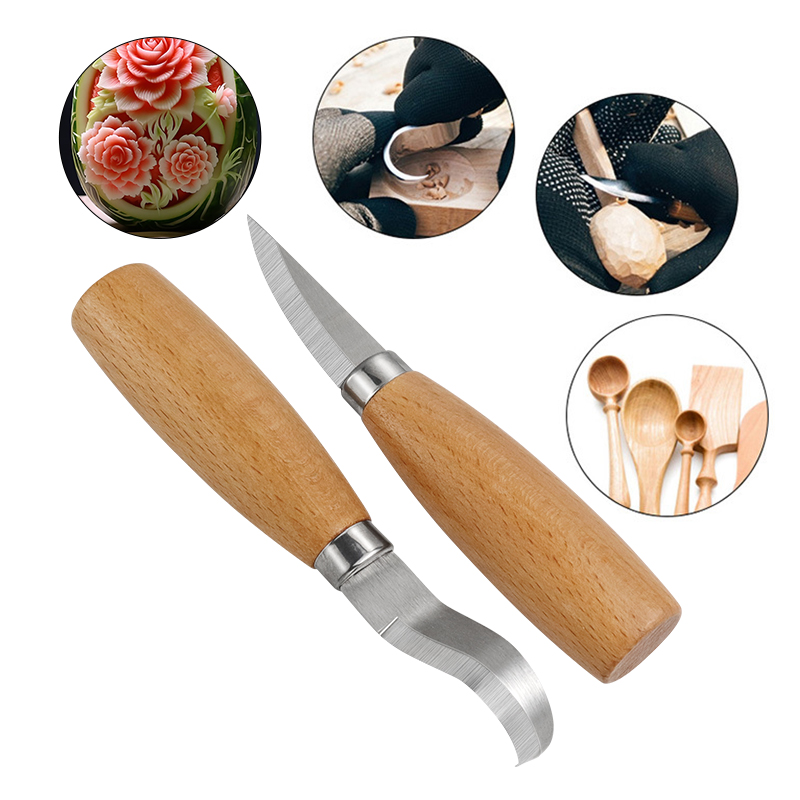 ステンレス鋼彫刻ナイフ ブナ材ハンドル 曲線ストレートナイフ - Woodworking Knife のレビューと価格