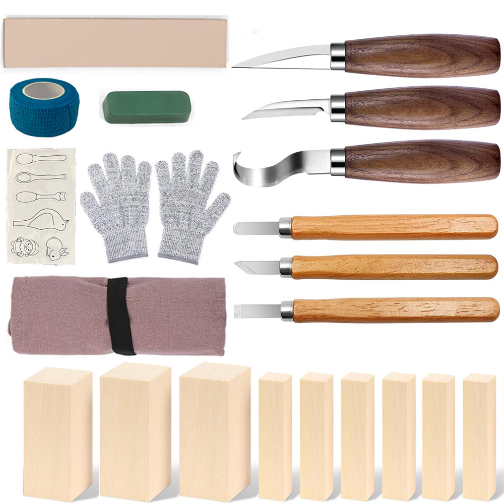 彫刻ナイフギフトボックスセット 21ピース 木工彫刻ナイフセ - Woodworking Knife のレビューと価格