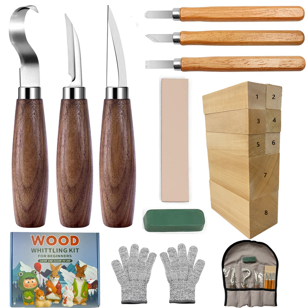 彫刻ナイフギフトボックスセット 21ピース 木工彫刻ナイフセ - Woodworking Knife のレビューと価格