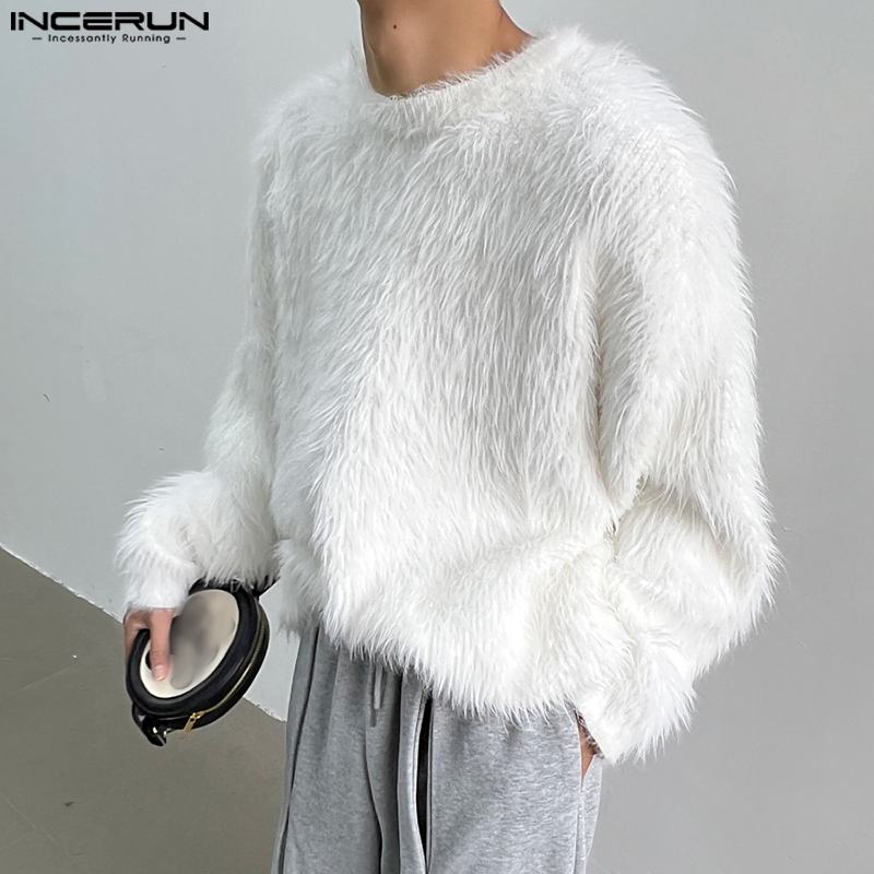 Incerun-メンズ単色ぬいぐるみネックプルオーバー、長袖 - Woodworking Brand のレビューと価格