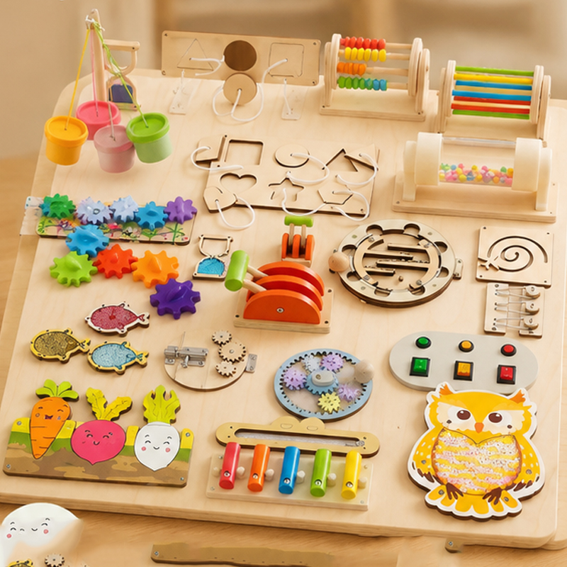プレミアムモンテッソーリビジーボードアクセサリー 感覚細かい - Woodworking Kits For Kids のレビューと価格